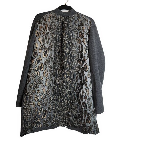 Chico's Animal-Detail Woven-Back Cardigan Sweater - sz L - Picture 4 of 7